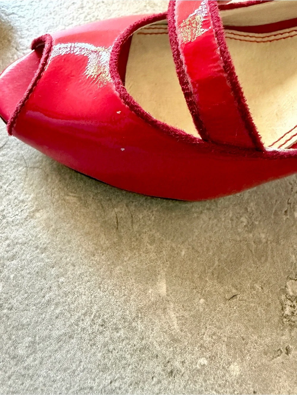 Miss Sixty Red Patent Leather Peep Toe Mary Jane Heels Size 40